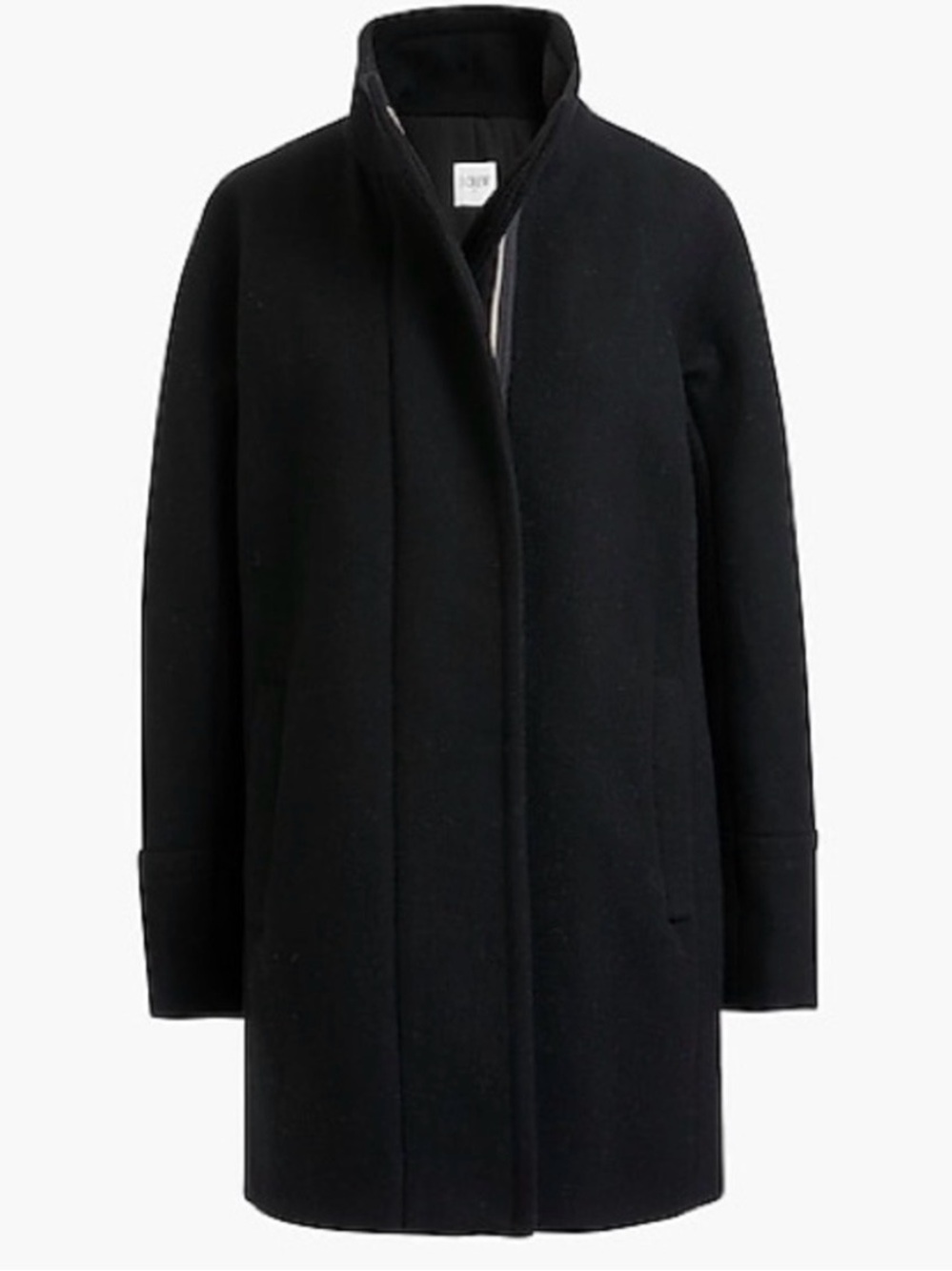 J. Crew Black Wool-Blend Stand Collar Coat